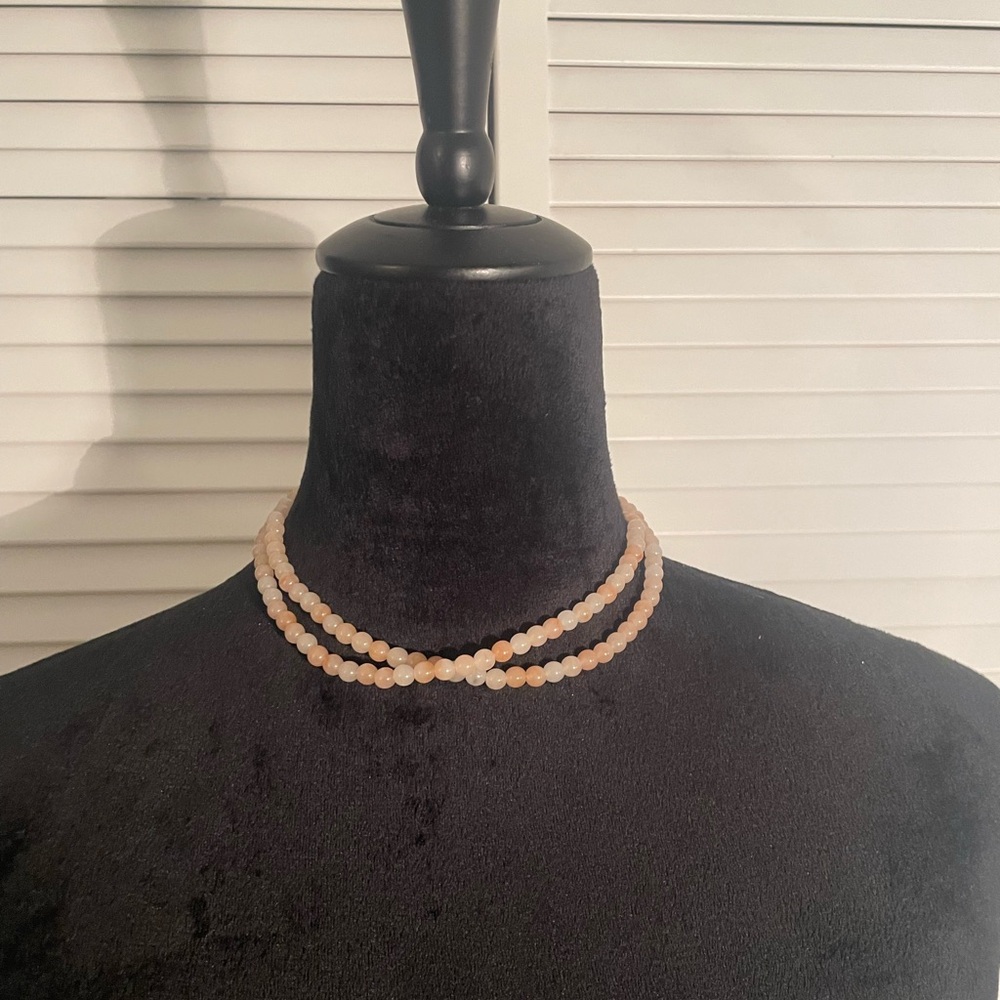 Layered Peach Gemstone Choker Necklace